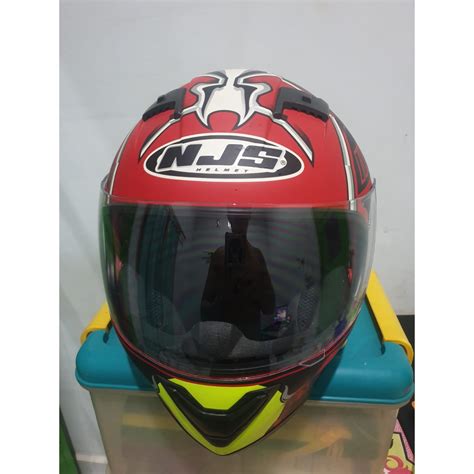 Jual NJS HELM SHADOW N 805 FULL FACE DOUBEL VISOR REDBULL SIZE M