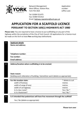 Fillable Online York Gov Scaffold Licence Application Form