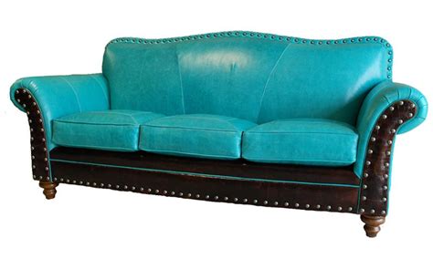 Albuquerque Turquoise Leather Sofa Color Furniture | Turquoise furniture, Turquoise sofa ...