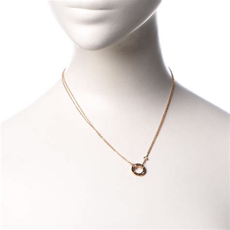 CARTIER 18K Pink Gold 2 Diamond LOVE Necklace 279466