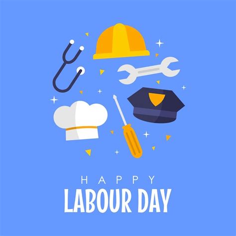 Premium Vector Happy Labor Day Poster Template Vector On Blue Background