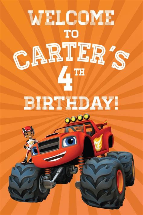 Blaze And The Monster Machines Welcome Sign Banner For Birthday