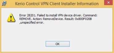 Unable To Install Kerio Vpn Client On Windows With Error