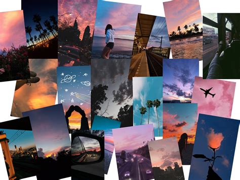 Sunset Aesthetic Wall Collage Kit Digital Printable Room Etsy Images