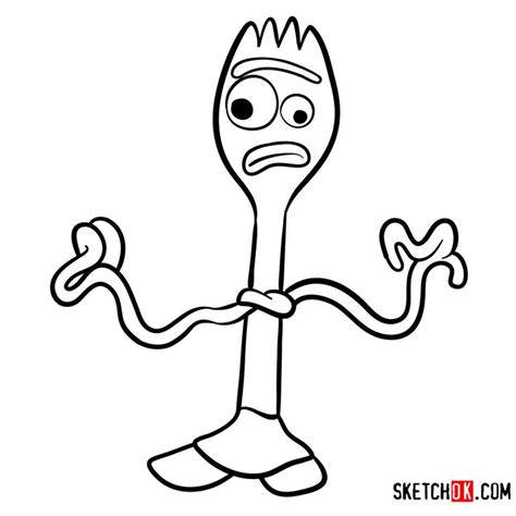 How To Draw Forky From Toy Story 4 Step By Step Drawing Tutorials