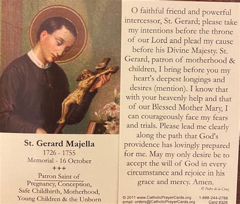 St. Gerard Majella Prayer Card - Confraternity of Penitents Holy Angels ...