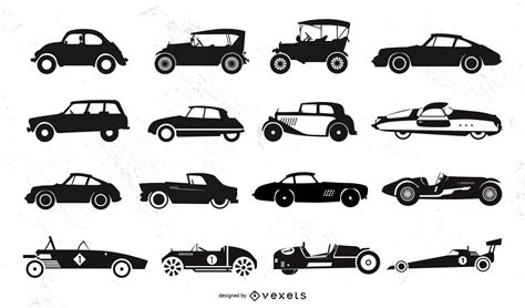 Old Car Silhouette Pack Vector Download