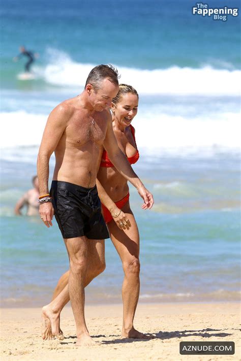 Pip Edwards Sexy Shows Off Her Beautiful Body Wearing A Hot Red Bikini At Bondi Beach AZNude