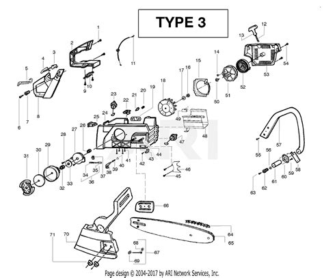 Poulan 2900 Gas Saw Type 3 Parts Diagram For Handle Chassis And Bar Assembly Type 3