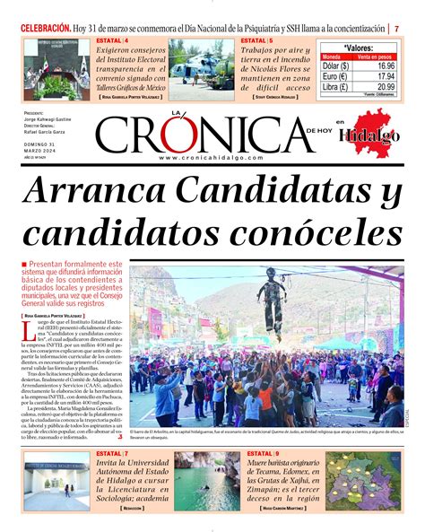 La Crónica De Hoy En Hidalgo ~ 31 03 2024