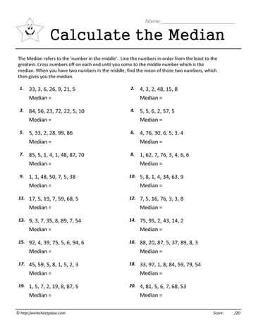 Median Worksheets