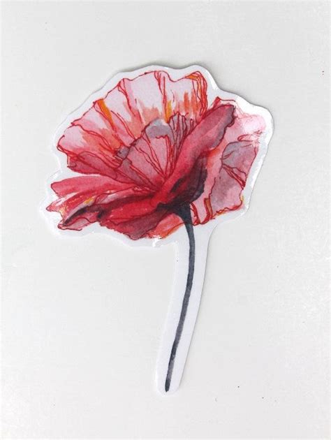 Poppy Sticker Vinyl Sticker Vinyl Flower Sticker Vinyl Etsy In 2021