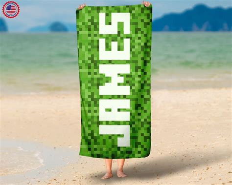 Personnalisé Minecraft Inspiré Serviette De Plage Gamer Etsy France