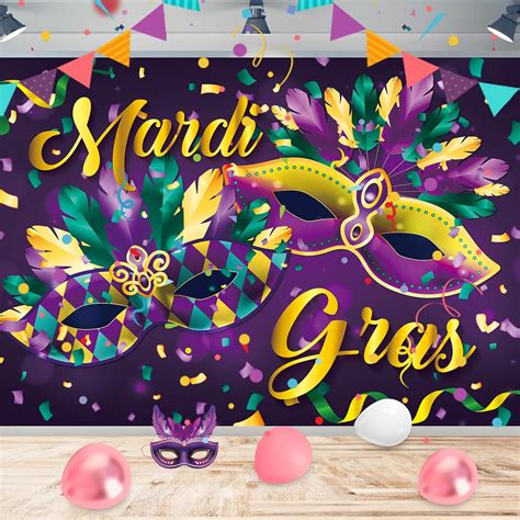 Festicreamy Mardi Gras Party Backdrop For Festival Carnival