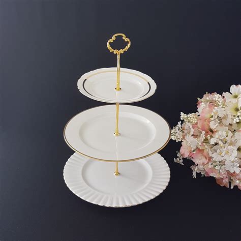 Tier Cake Stand Mismatched All White Bone China Plates Limoges