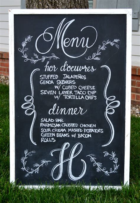 Wedding Menu Chalkboard By Caroline S Lettering Co