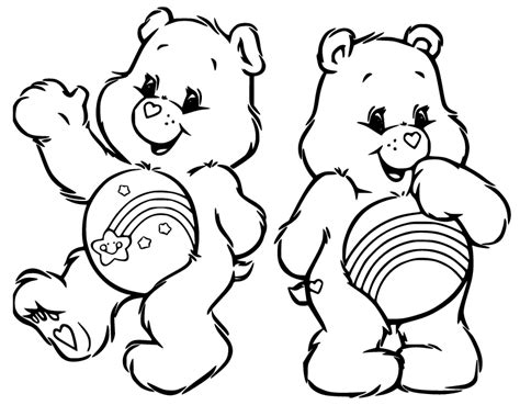 Wish Bear and Cheer Bear Coloring Page - Free Printable Coloring Pages