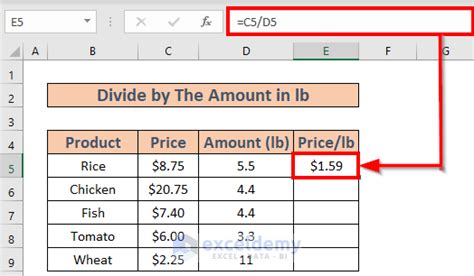 How To Calculate Price Per Pound In Excel Easy Ways Exceldemy