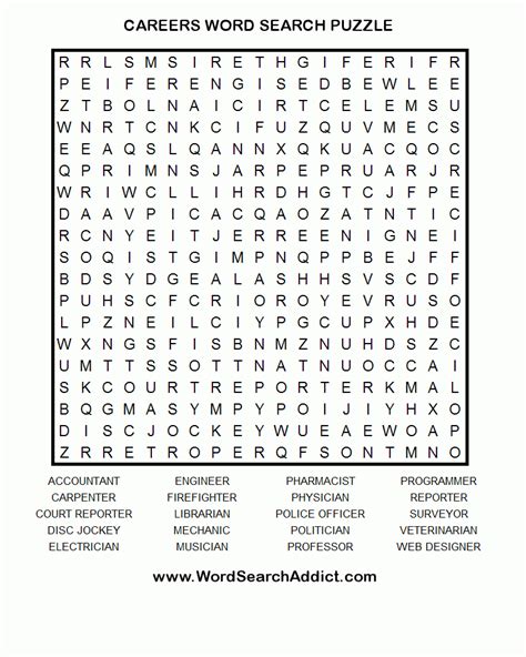 Careers Word Search Puzzle