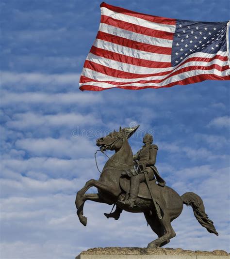 Andrew Jackson Statue And Us Flag New Orleans Stock Image Image Of