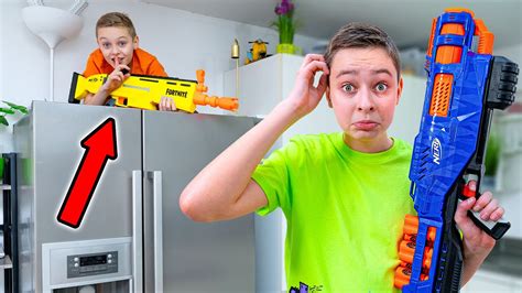 Hiding In Sneaky Places In Extreme Nerf Hide And Seek Youtube