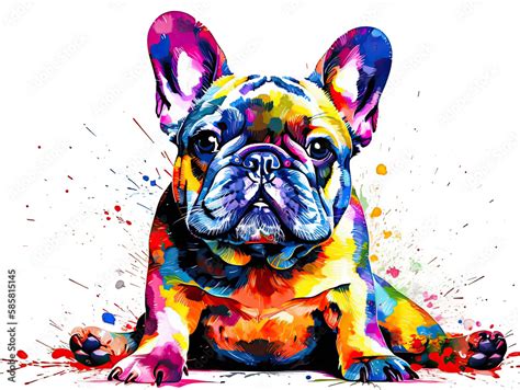 French bulldog cute painting, generated AI, generated, AI Stock ...