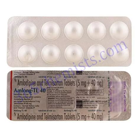 Amlong TL 40mg Tablet Telmisartan Amlodipine USA Fast Delivery