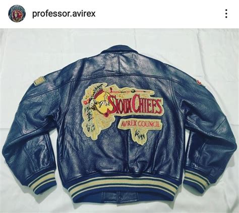 Rare Navy Blue Bomber Sioux Chiefs Indian Theme Avirex Leather Jacket