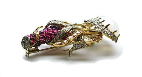 Enrico Serafini Moonstone Ruby Diamond Brooch At Stdibs