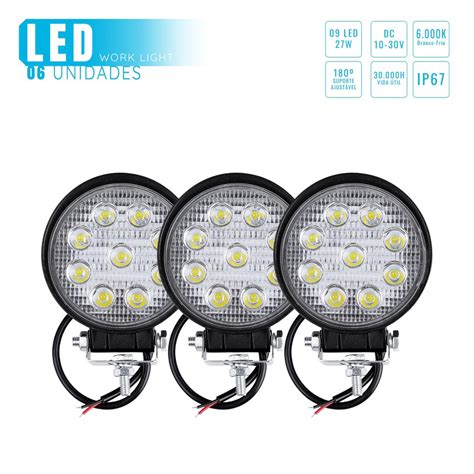 Un Farol Milha Redondo Led W V Caminh O Trator Submarino