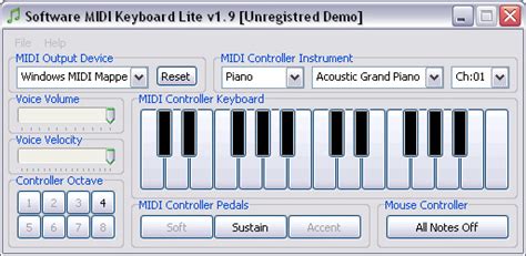 FileGets: Software MIDI Keyboard Lite Screenshot - This software will allow you to operate your ...