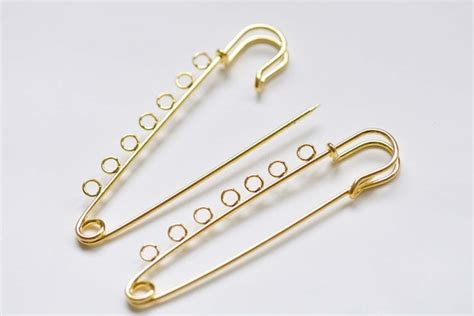 Gold Kilt Pins Seven Loops Safety Pin Broochs 15x80mm Set Of Etsy