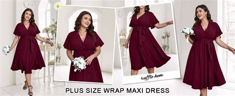 SCOMCHIC Womens Plus Size Wedding Guest Cocktail Midi Dress Summer