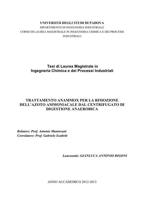 PDF Tesi Di Laurea Magistrale In Ingegneria Chimica E Dei Tesi Cab