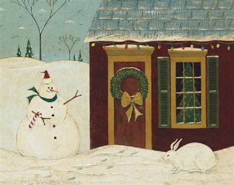 Warren Kimble House With Snowman Painting Off Artexpress Ws