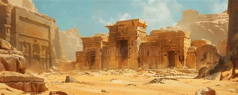 An Ancient Desert Ruins Background With Crumbling Stone Structures