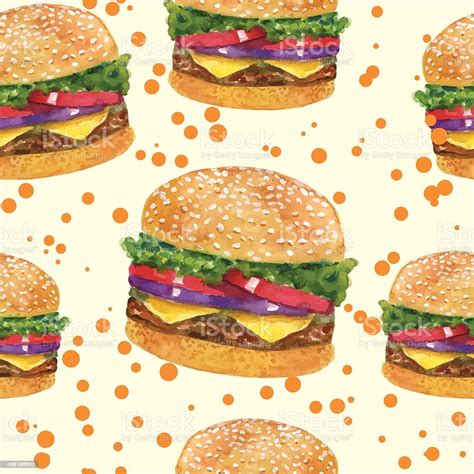 Tasty Big Burger Pattern Stock Illustration Download Image Now