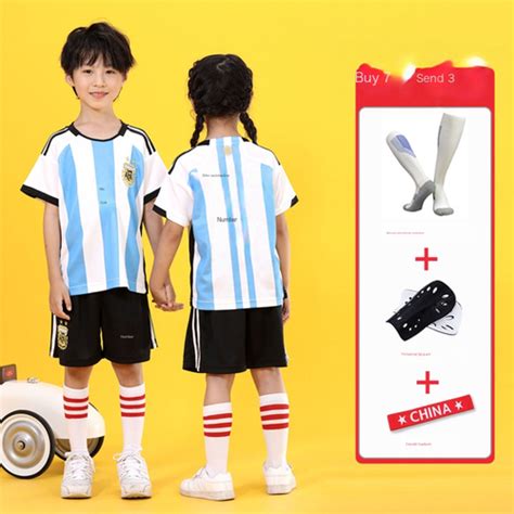 Camisa Infantil Argentina 2022 Copa Do Mundo No 10 Messi Uniforme De