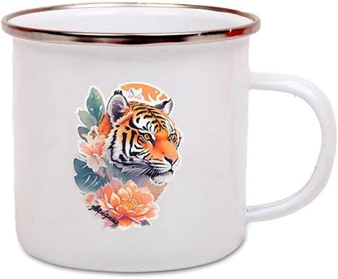 Cheefull Floral Animal Enamel Mug 12oz Coffee Mug Cute Flower Animals ...