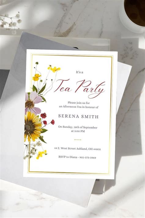 Tea Party Editable Invitation, Editable High Tea Invitation, Elegant ...