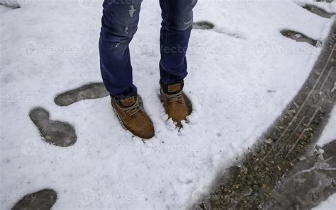 Footprints in snow 2857904 Stock Photo at Vecteezy