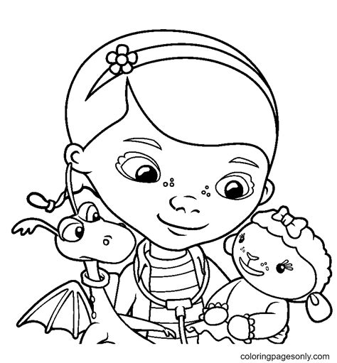 Dottie With Lambie And Stuffy Coloring Page Free Printable Coloring Pages