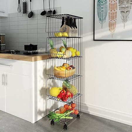 Kolensa Metal Wire Baskets With Wheels Stackable Storage Bins Kitchen