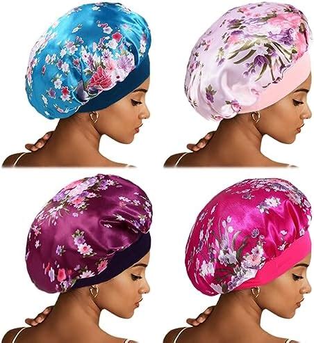 Amazon 4Pcs Satin Bonnet Silk Bonnet For Sleeping Hair Bonnets