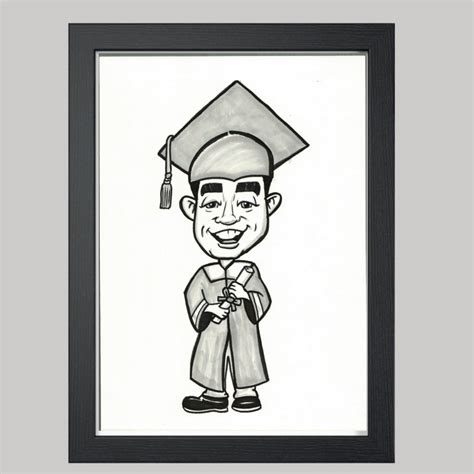 Graduation Style 2 - Hand Drawn Black and White - Classic Caricature