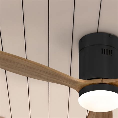LED ceiling fan Siroco Mini, DC, quiet, black/walnut | Lights.ie