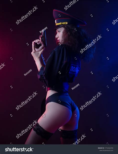 Naked Girl Police Uniform Gun English Stock Photo 1772262290 Shutterstock