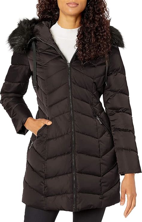 T Tahari Women S Heavy Weight Puffer Coat With Faux Fur Hood At Amazon Women’s Clothing Store