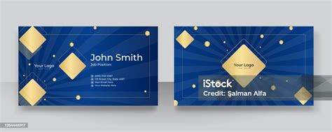 Template Kartu Nama Biru Dan Emas Modern Yang Elegan Ilustrasi Stok Unduh Gambar Sekarang Istock