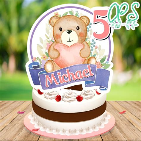 Bear Cake Topper Template Printable Diy Partyinvitedesign